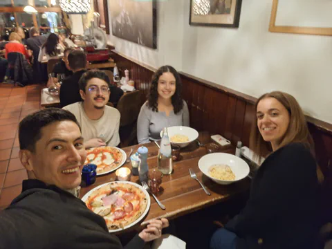 Sharing a meal in a Munich restaurant.
